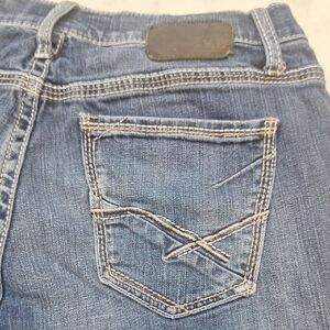 BKE‎ Jake Bootleg Midrise Blue Denim Jeans Wom Sz 33 Short Western Skater Biker
